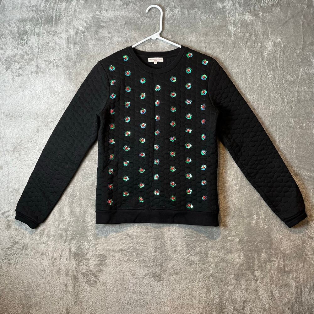 Opening‎ Ceremony Sequin And Bead Embellished Sweater Size Medium Black Floral